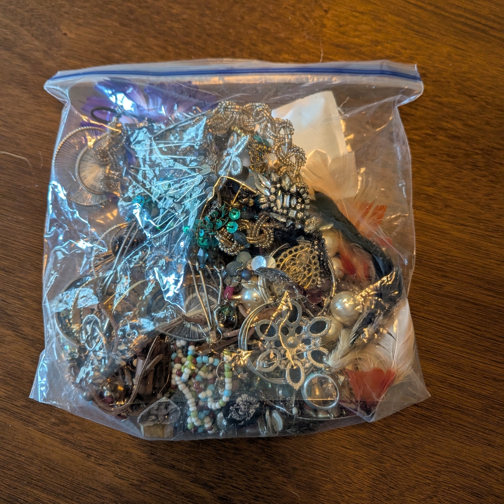 Mixed Jewelry Lot – 2.39 lbs – Headpieces, Earrings, Bracelets, Rings, Brooches